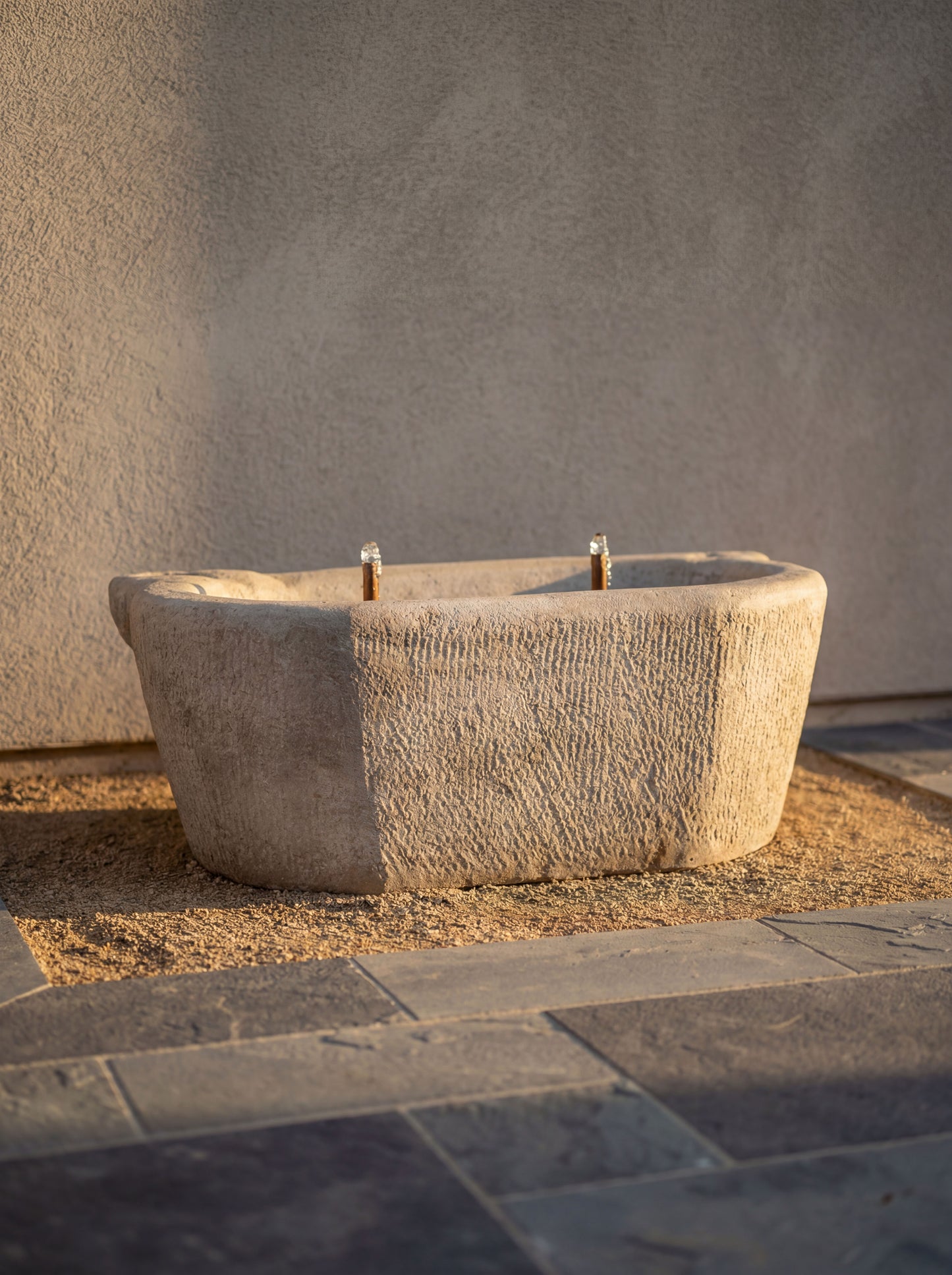 Tranquil Cast-Stone Bubbler Trough Fountain