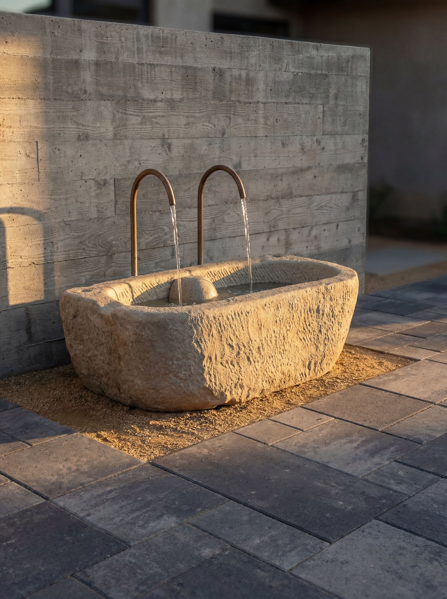 Serena Cast-Stone Spillway Trough Fountain