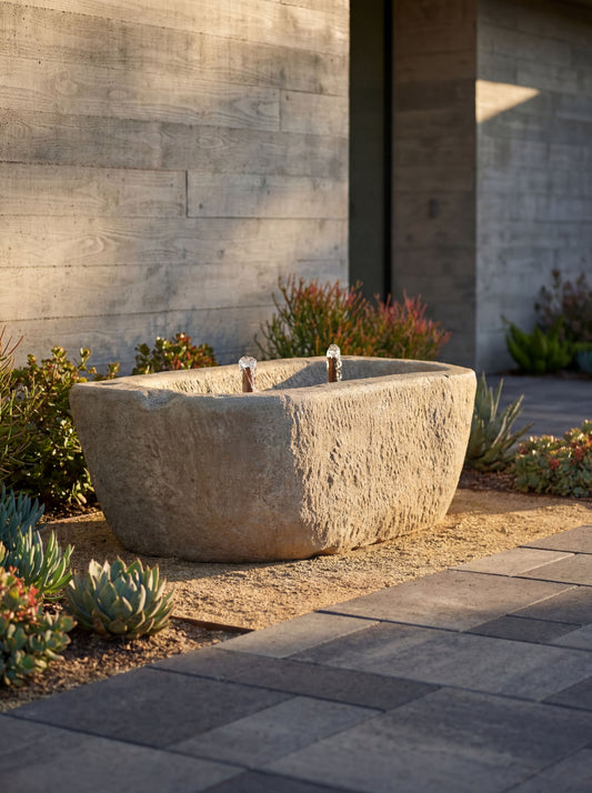 Serena Cast-Stone Bubbler Trough Fountain